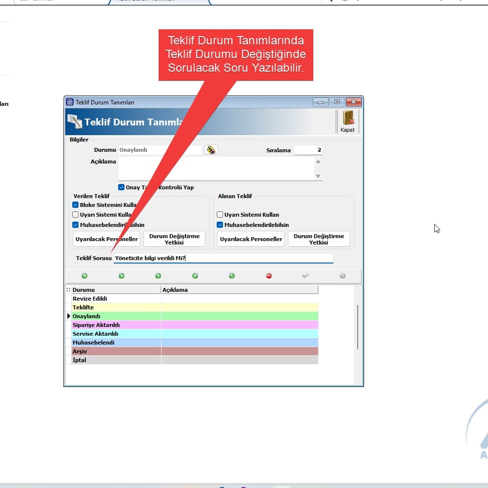 Teklif Ve Cari Özel Notlar Scripti