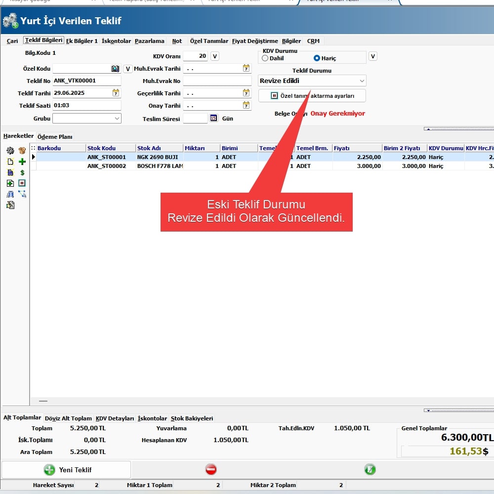 Teklif Revize Sistemi Scripti